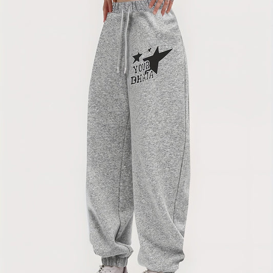 Women's Personality Print Sweatpants Casual Drawstring Sports Pants