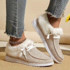 Women's Solid Non-slip Thickened Sneakers Low Top Warm Sport Shoes