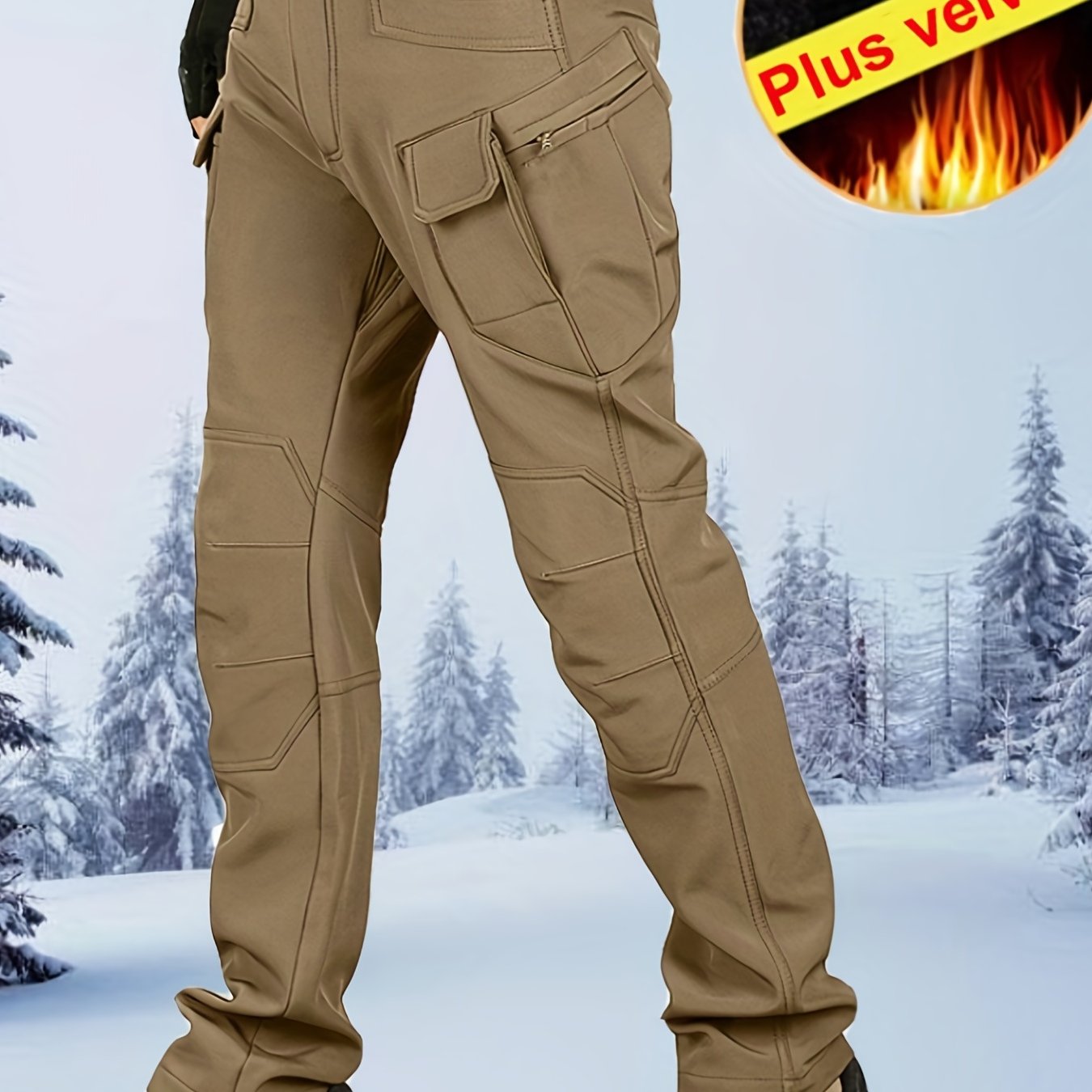 Men's Fleece Thermal Tactical Pants Waterproof Military Outdoor Pants
