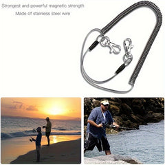 Stainless Steel Wire Lanyard Magnetic Keychain Retractable Spring Coil
