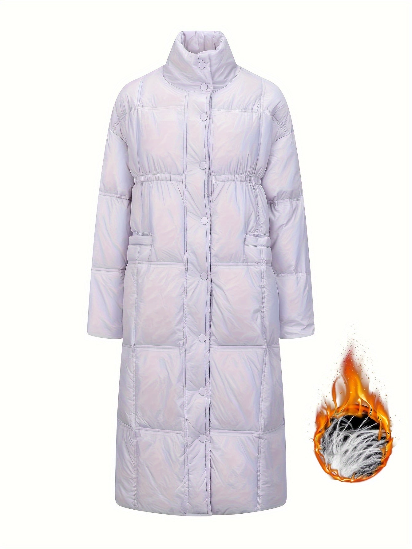 Women's Long Puffer Jacket Winter Warm Knee-Length Outerwear