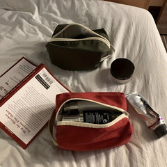 Small Canvas Toiletry Bag for Women Durable Travel Makeup Pouch with Zipper