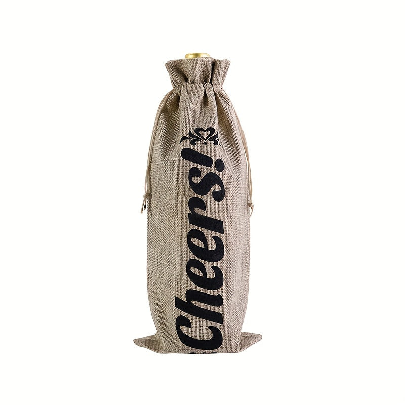 5-Piece Linen Wine Gift Bag Set with Drawstring - Wine Wrapping Bags for Bottles