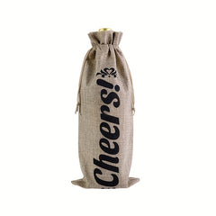 5-Piece Linen Wine Gift Bag Set with Drawstring - Wine Wrapping Bags for Bottles