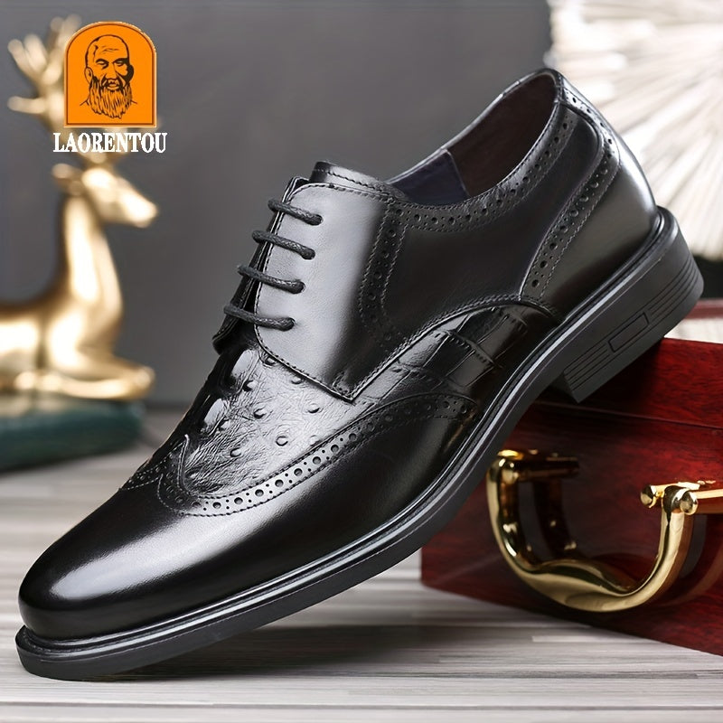 LAORENTOU Men's Brogue Leather Dress Shoes Lightweight Formal Shoes