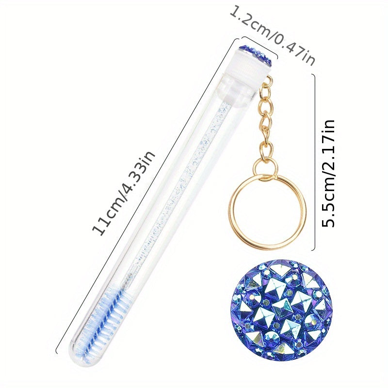 Mascara Wands Crystal Eyelash Spoolies Eyebrow Brush Reusable Key Chain Tube