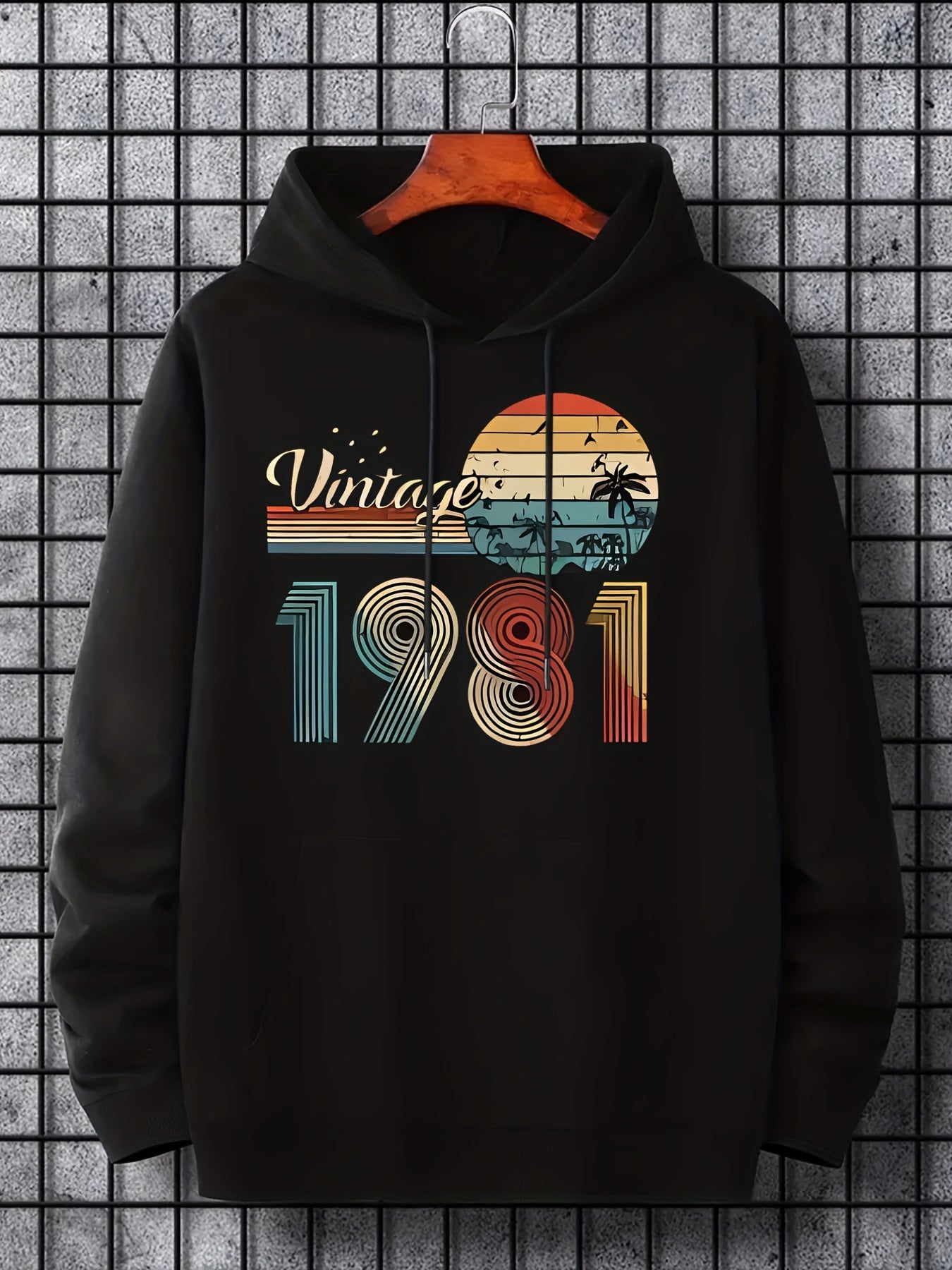 Vintage Graphic Print Hoodie Men's Pullover Hooded Sweatshirt