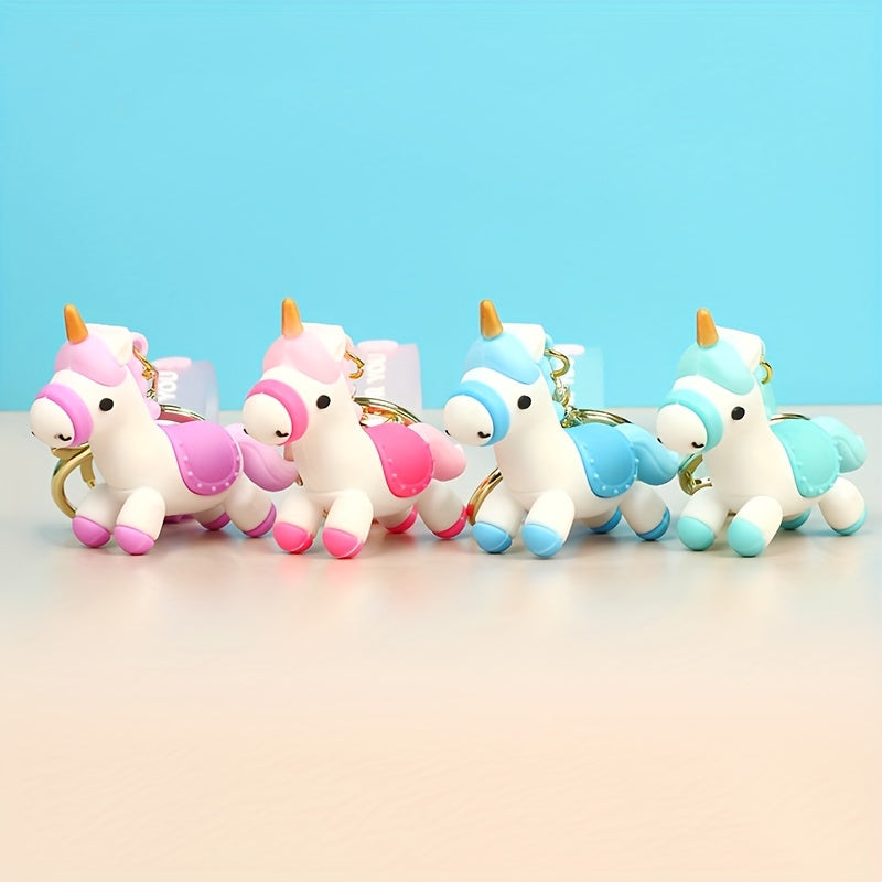 Cartoon Unicorn Pony Keychain Animal Key Ring Purse Handbag Car Charm Gift