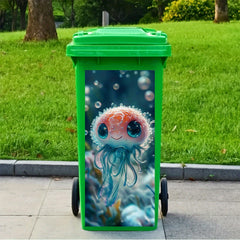 Large Eye Jellyfish Trash Can Sticker, Self-Adhesive PVC Decal, Waterproof