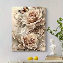 3D Embossed Rose Puzzle with Butterflies & Pearls High Difficulty