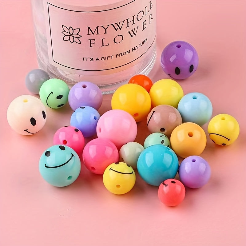5pcs 16mm Acrylic Round Happy Face Beads Necklace Diy Children's Beaded