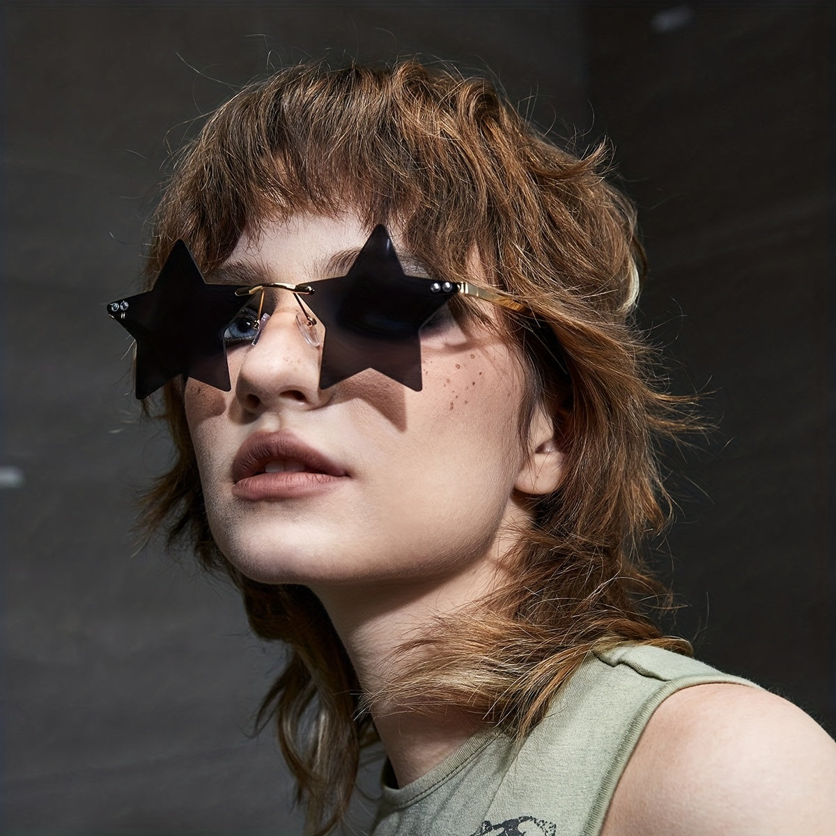 Y2K Star Rimless Sunglasses Men Women UV400