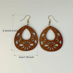 Boho Dangle Earrings Wooden Jewelry Female Gift