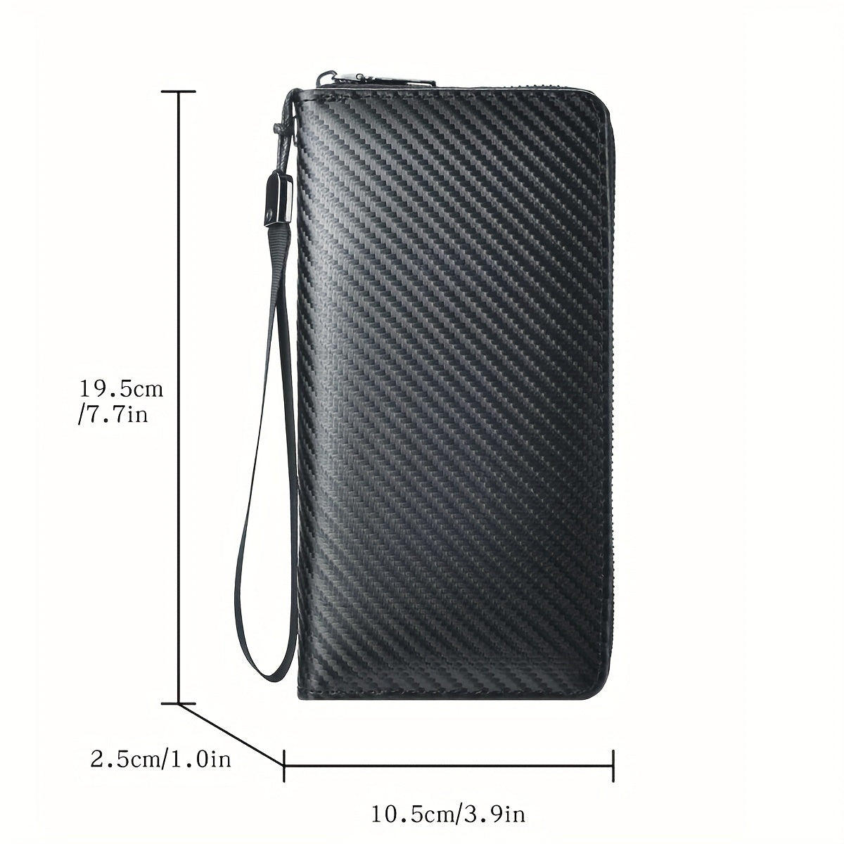 Men's Large Capacity Leather Zipper Long Wallet Clutch Bag