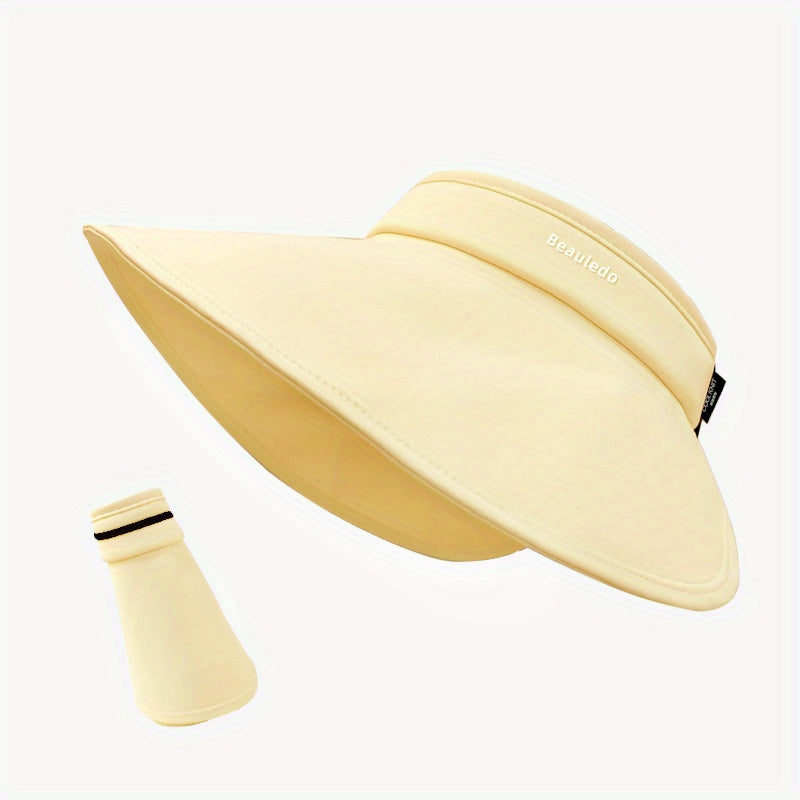 Wide Brim Foldable Visor Hat Solid UV Protection Sun Hat