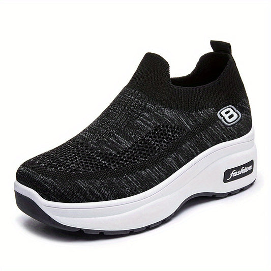 Women's Mesh Panel Sock Sneaker Slip On Platform Shoes