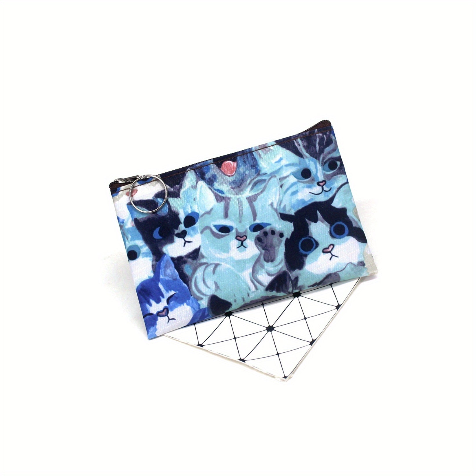 Vintage Kitten Purse Zipper Key Card Bag Small Square Bag