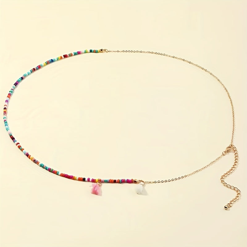 Boho Waist Chain Tassel Pendant Elastic Belly Chain
