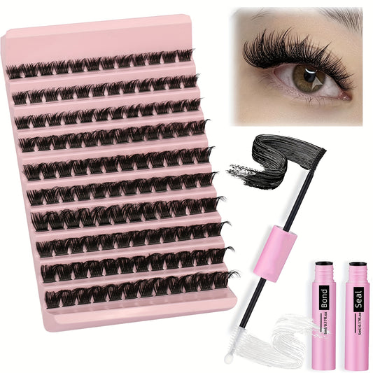 120pcs DIY Eyelash Extension Kit D Curly Wispy Thick Lashes 8-16mm Easy to Use