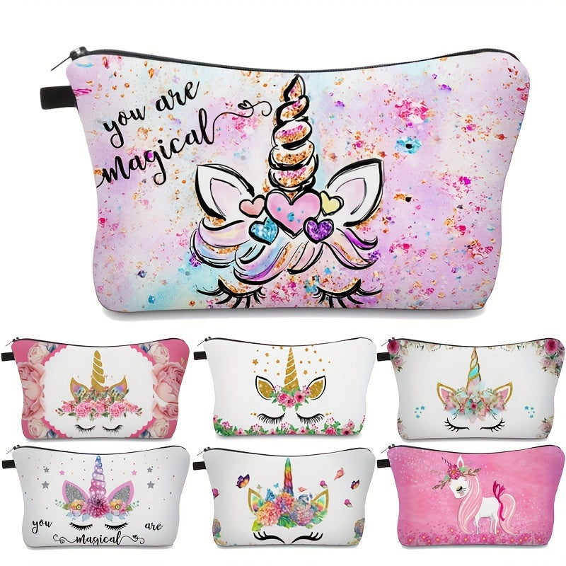 Unicorn Print Makeup Bag Toiletry Pouch Water Resistant Cosmetic Bag