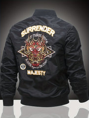 Embroidered Men's Slim Fit Sports Jacket Windproof Motorcycle Jacket