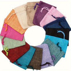 10pcs Drawstring Gift Bags in Mixed Colors for Christmas Party Favor Supplies