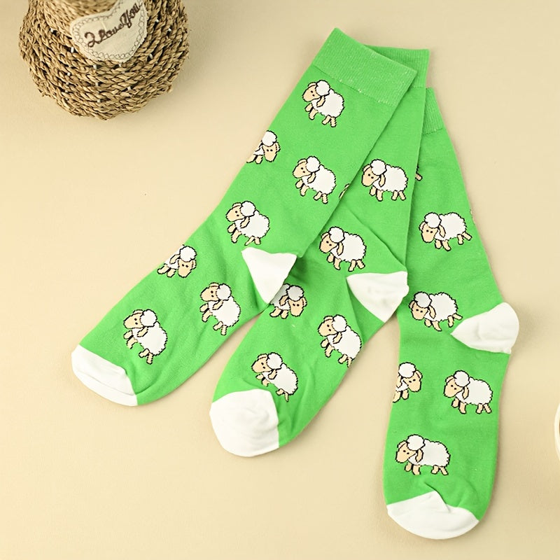 Cartoon Sheep Print Comfy Socks Women's Stockings