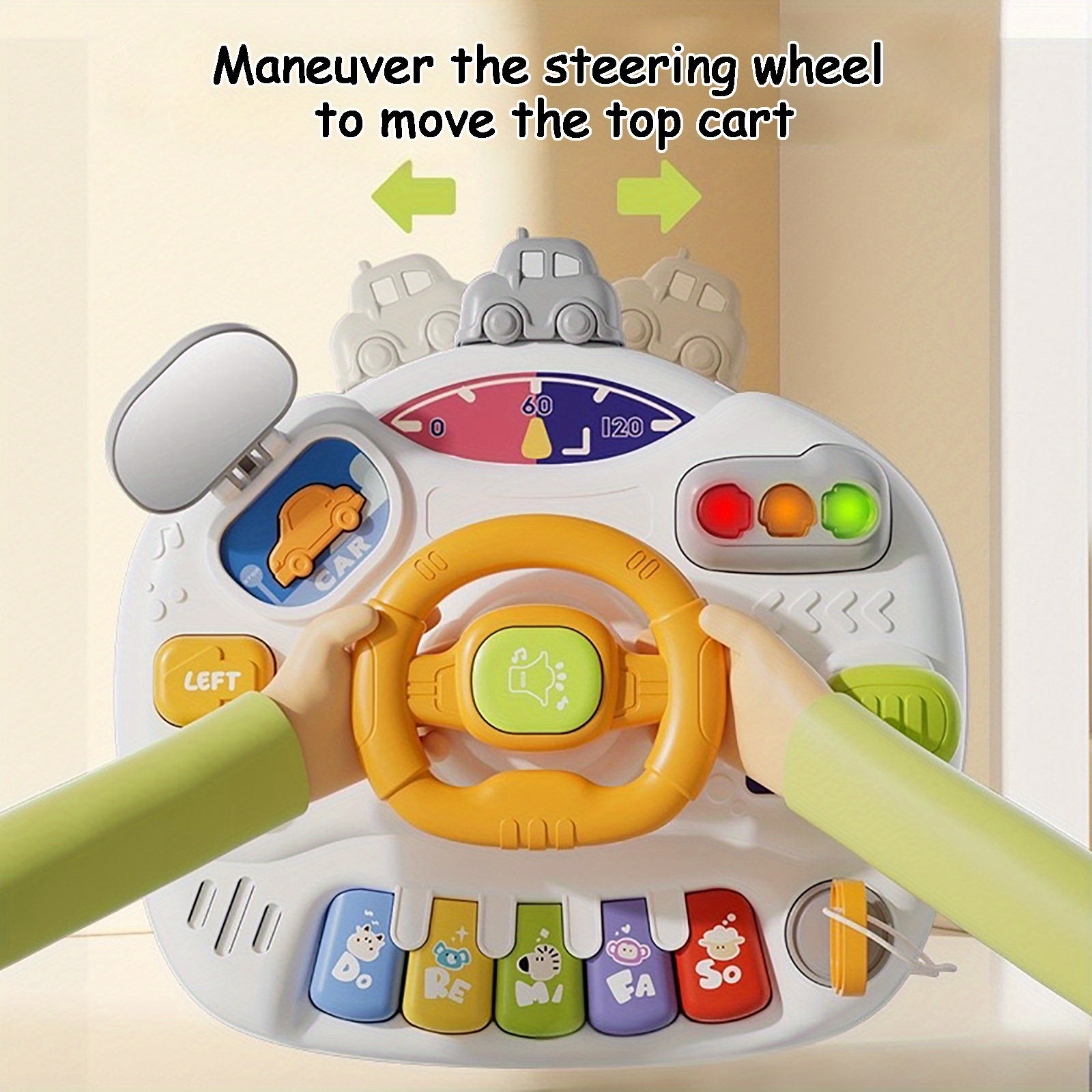 Kids Car Steering Wheel Toy with Music & Educational Activities