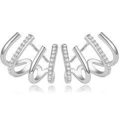 18K Plated Claws Stud Earrings Crystal AAA CZ Modern Accessories