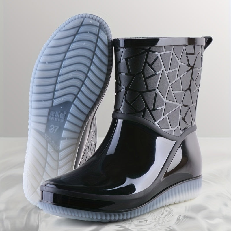 Women's Waterproof Rubber Rain Boots Slip On Outdoor Shoes