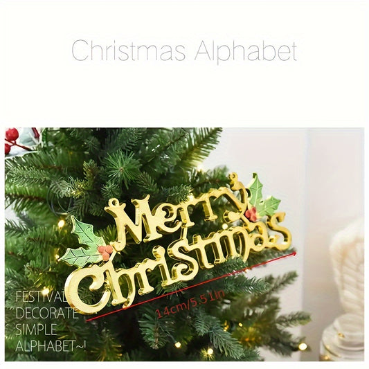 1pc Classic 3D Merry Christmas Letter Ornament Festive Plastic Decoration