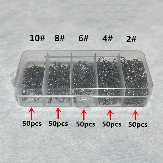 250pcs Fishing Snap Swivels High Strength Copper Stainless Steel Fishing Connect