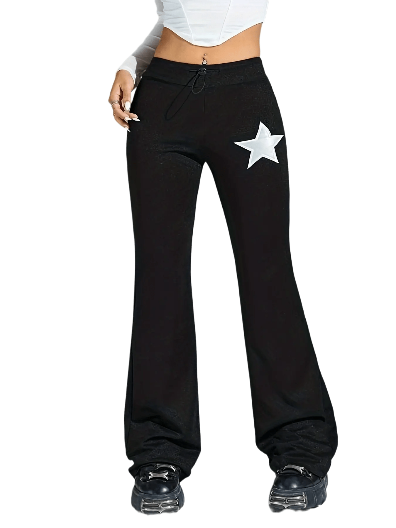  Star Print Skinny Flared Pants
