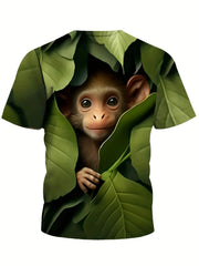 3D Monkey Graphic Short Sleeve T-Shirt for Kids - Summer Sports Clothes