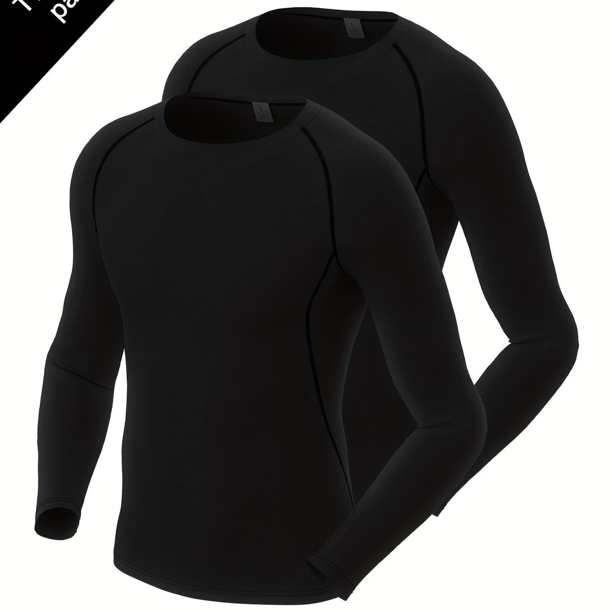 2 Pcs Men's Quick Drying Compression T shirts Long Sleeve High Stretch