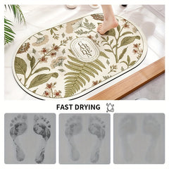 Quick Dry Floral Bath Mat Water Absorbent Non Slip Bathroom Rug
