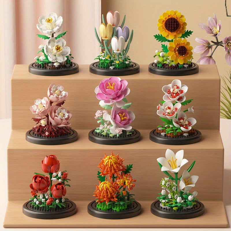 Building Blocks Flower Pot Plant Assembly Toy Decoration Gift
