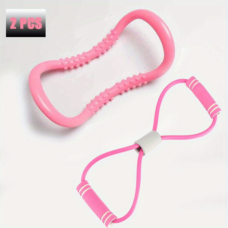 2pcs Elastic Resistance Band 8 Levels Full Body Workout Home Gym Pilates Yoga