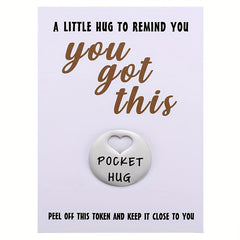 Stainless Steel Little Hug For My Bestie Pocket Token & Greeting Card