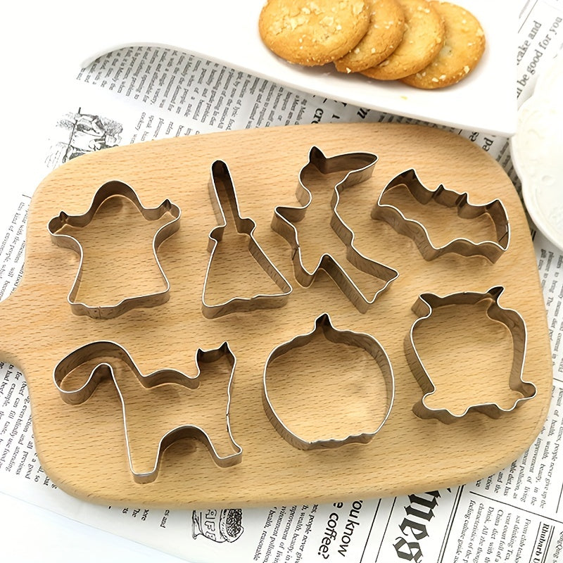 7pcs Halloween Cookie Cutters Stainless Steel Candy Mold Pumpkin Witch Molds