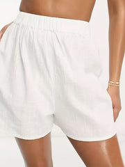 Summer Women's Elastic Waist Solid Shorts Casual Every Shorts