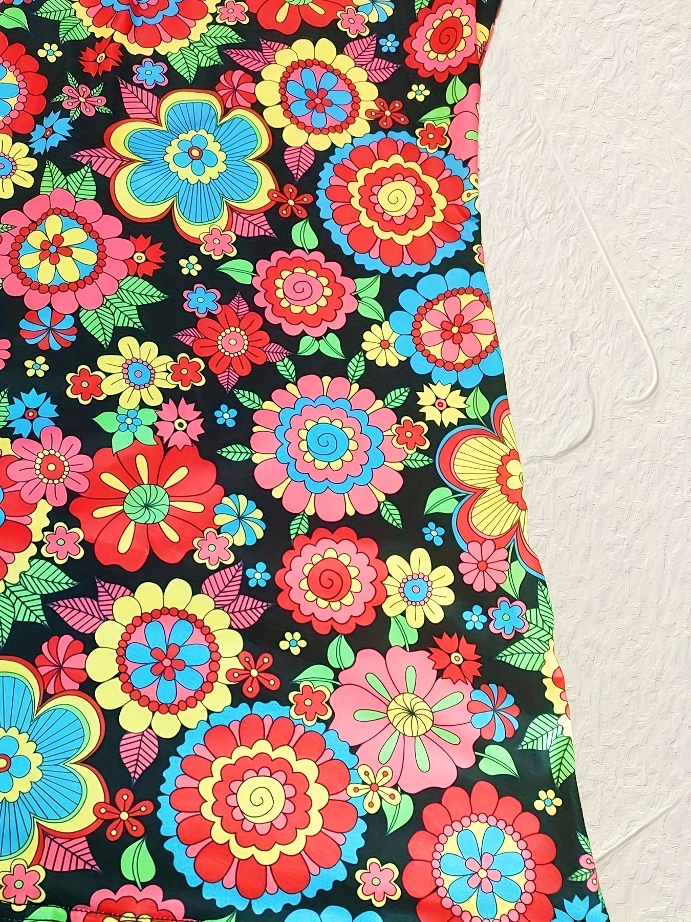 Floral Print Bell Sleeve Plus Size Dress