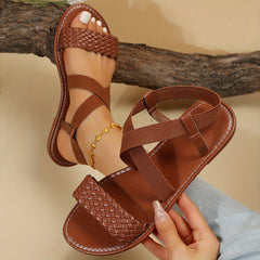 Women's Cross Strap Flat Sandals Open Toe Slip On Beach Sandals