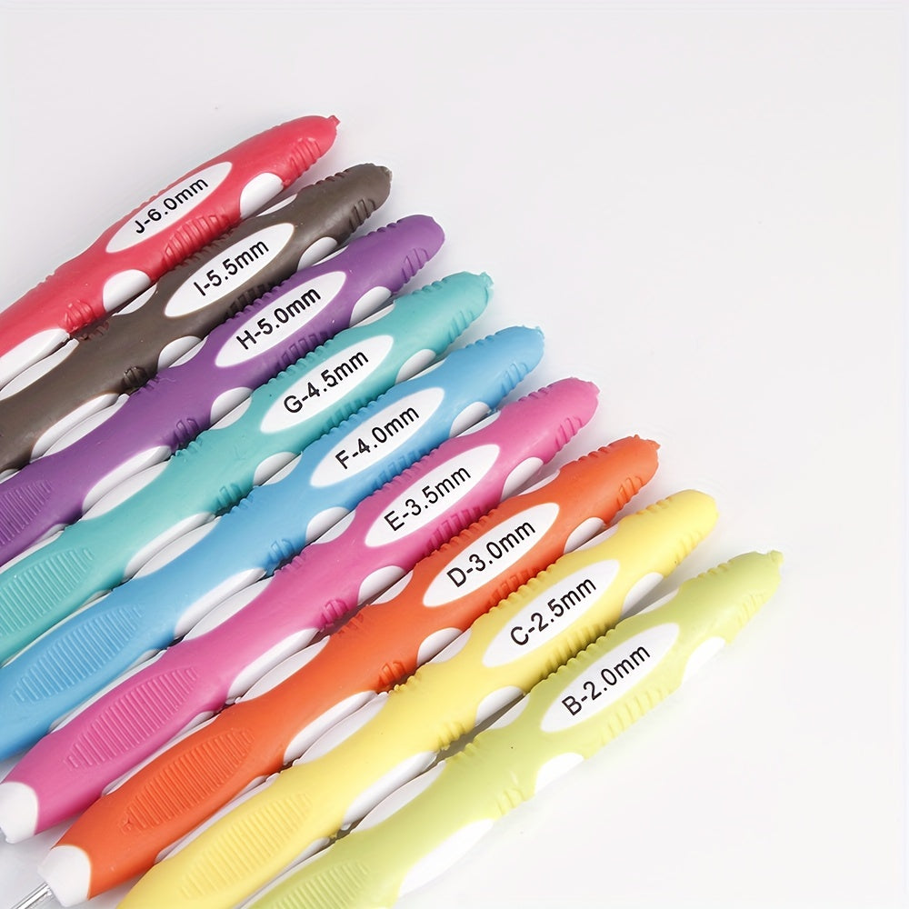 9pcs Crochet Hook Hand Knitted Needles Colorful Grip DIY Process Knitting