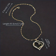 Vintage Romantic Style Double Hollow Love Heart Necklace