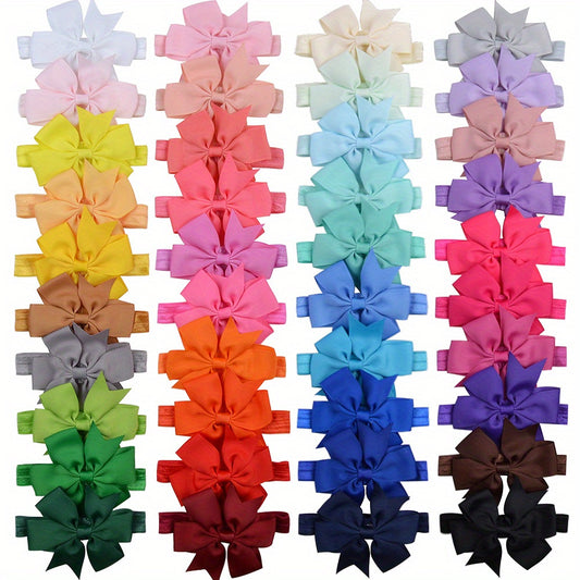 40pcs Soft Candy Bow Headbands for Newborn Toddler Infant Baby Girls