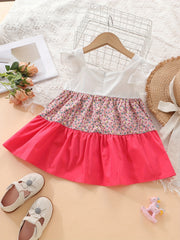 Baby Girls Casual Ruffled Floral Dress For Summer Party