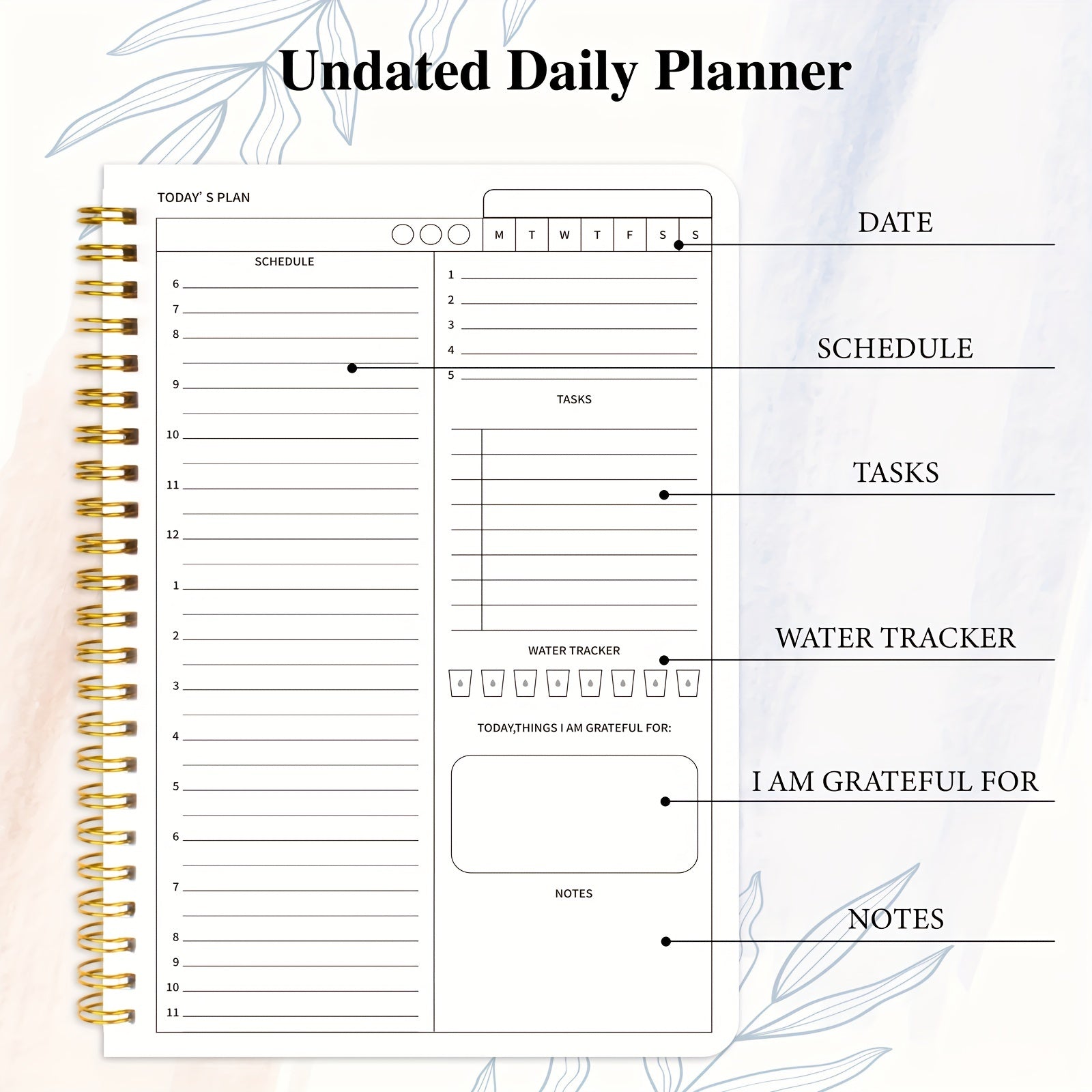BUBU Daily Planner Undated To Do List Notebook Hourly Planner Schedule
