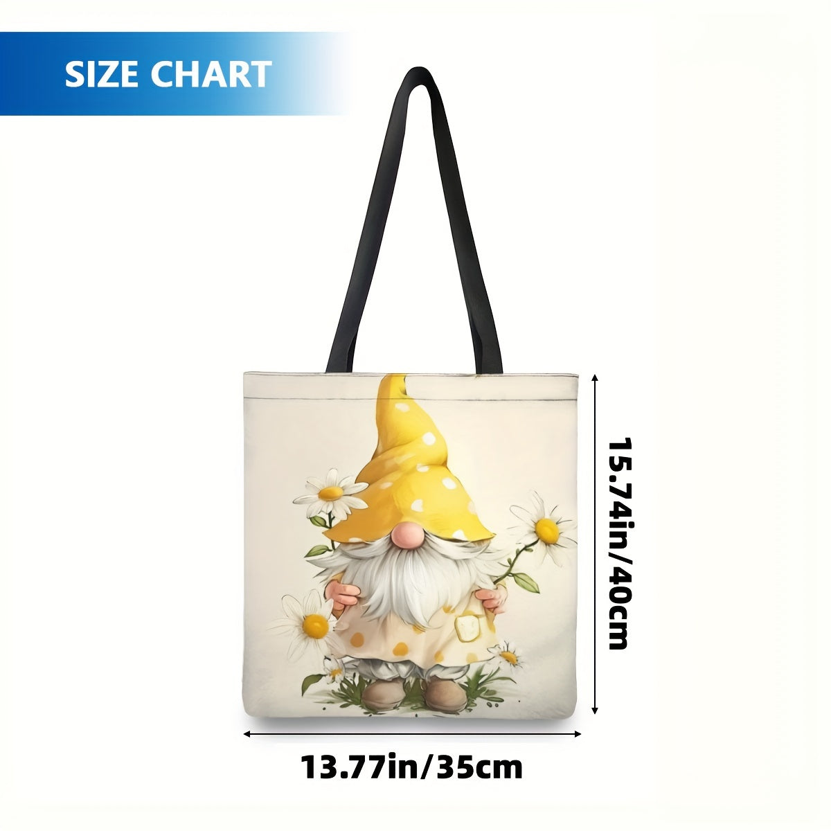 Whimsical Gnome Tote Bag Spacious Interior Comfortable Shoulder Straps