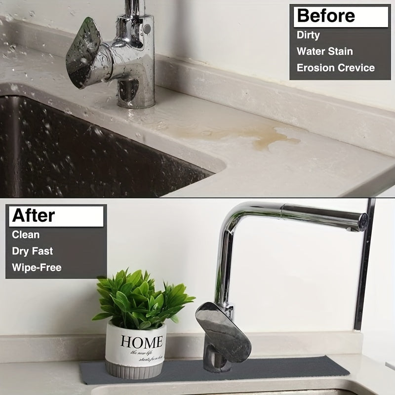 Sink Faucet Splash Guard Absorbent Drying Mat Drip Catcher